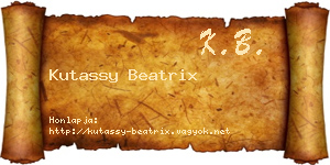Kutassy Beatrix névjegykártya